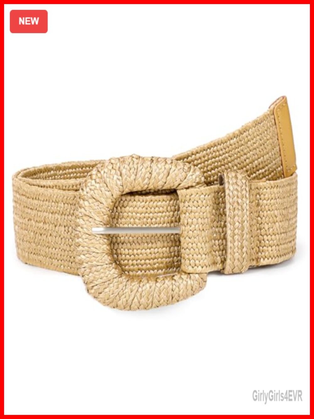 Straw Woven Elastic Belt Women Boho Stretchy Rattan Waist Belt for Dress